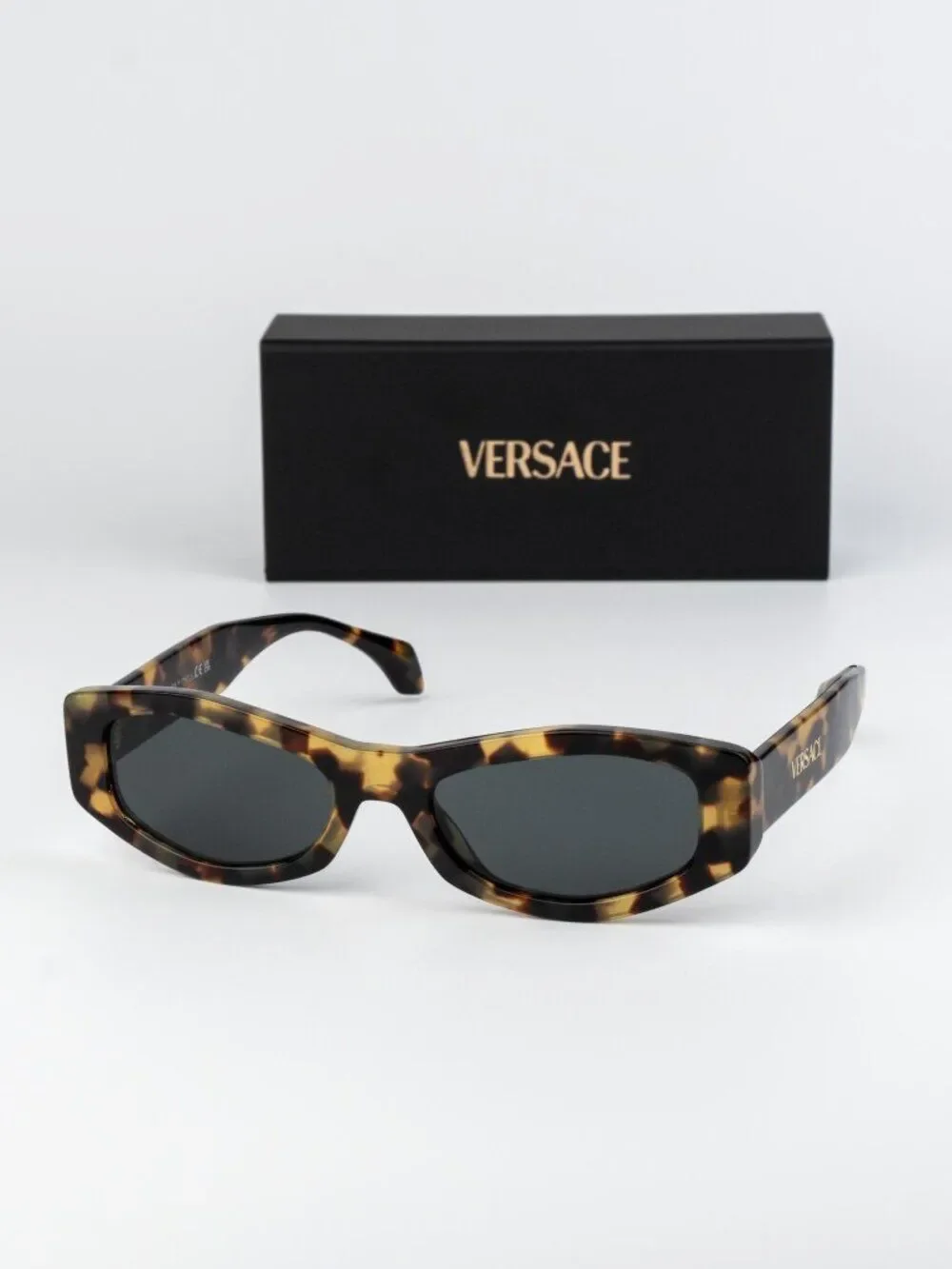 Versace Women Sunglasses Brown Havana Grey Oval VE4487 777/87 NEW AUTHENTIC